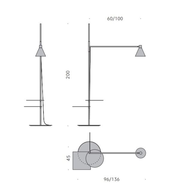 Алюминиевая напольная лампа с порошковым покрытием с полкой DE PADOVA Примечание ARCH-00004064 - Вид №6