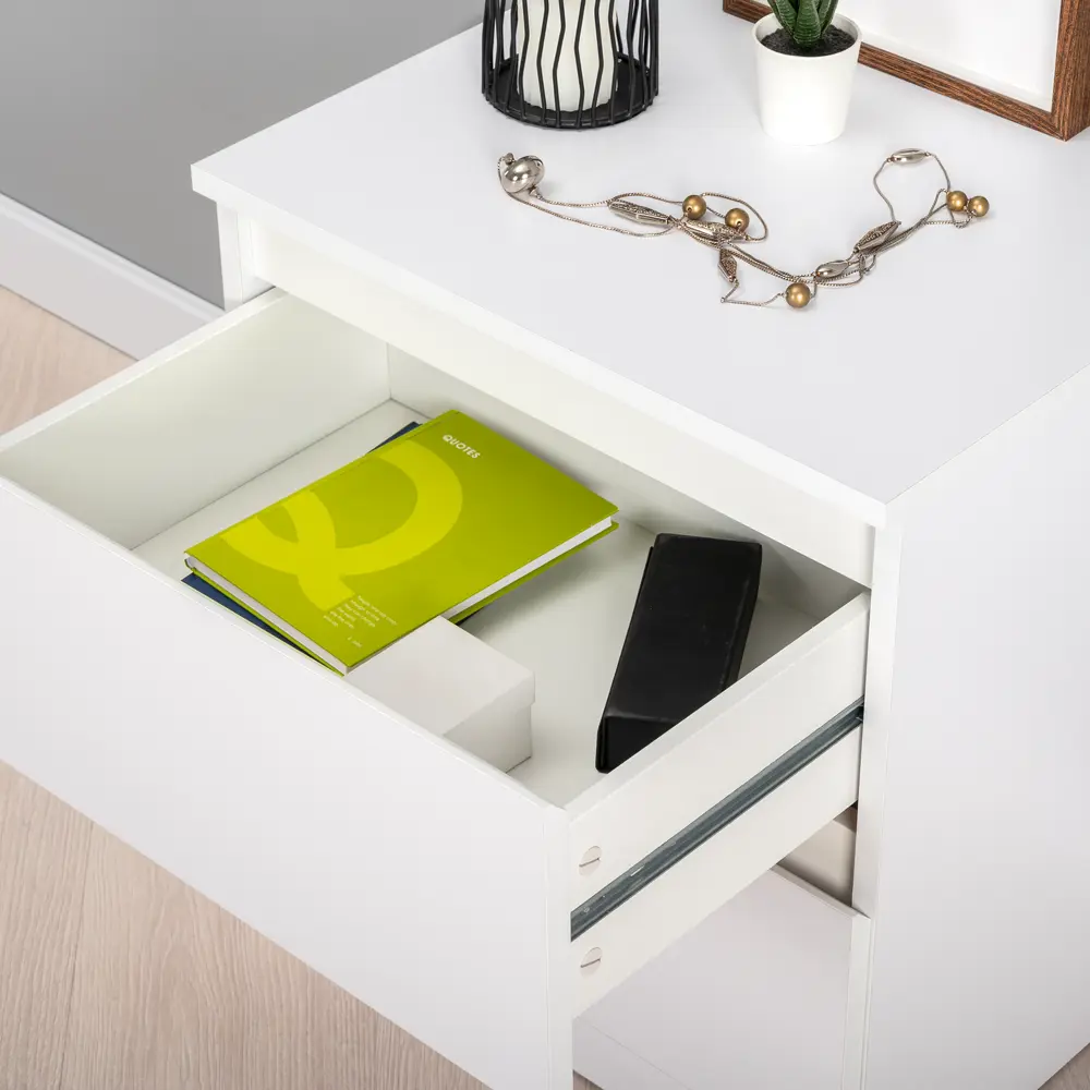 Тумба прикроватная 2 ящика 49x53.8x38.2 см ЛДСП цвет белый Santreyd STLM-2073632 - Вид №12