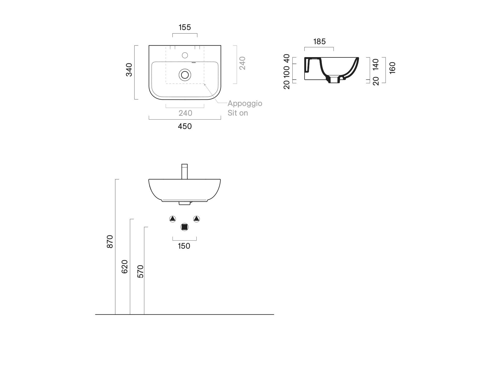 Прямоугольная раковина с переливом CERAMICA CATALANO Italy ARCH-00132846 - Вид №2