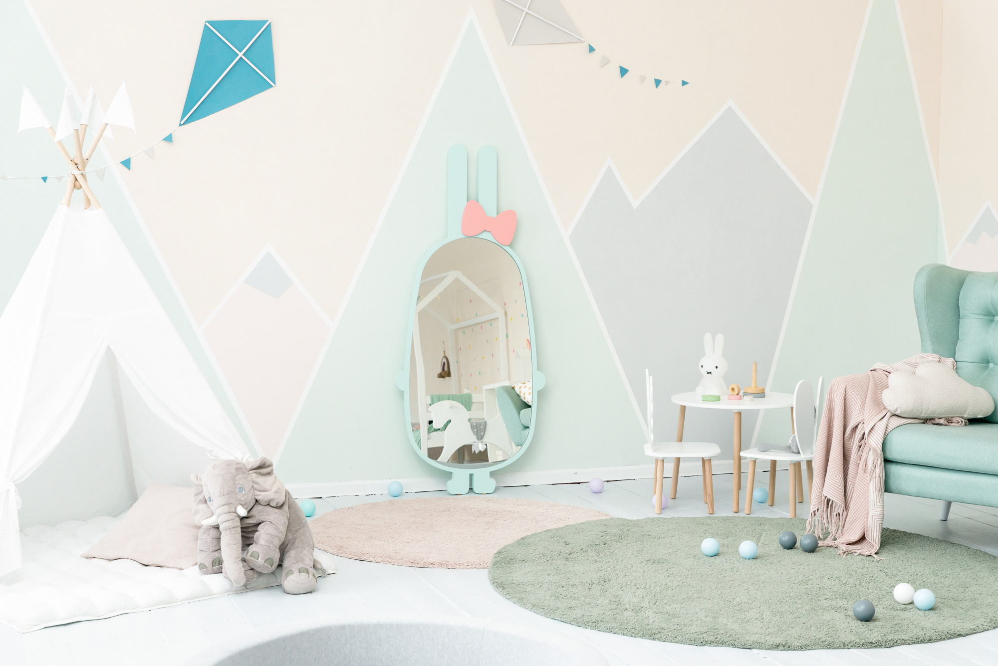 Зеркало детское напольное тиффани "Заяц" ЗАЯЦ  00-3859368 Голубой Santreyd  - Вид №2