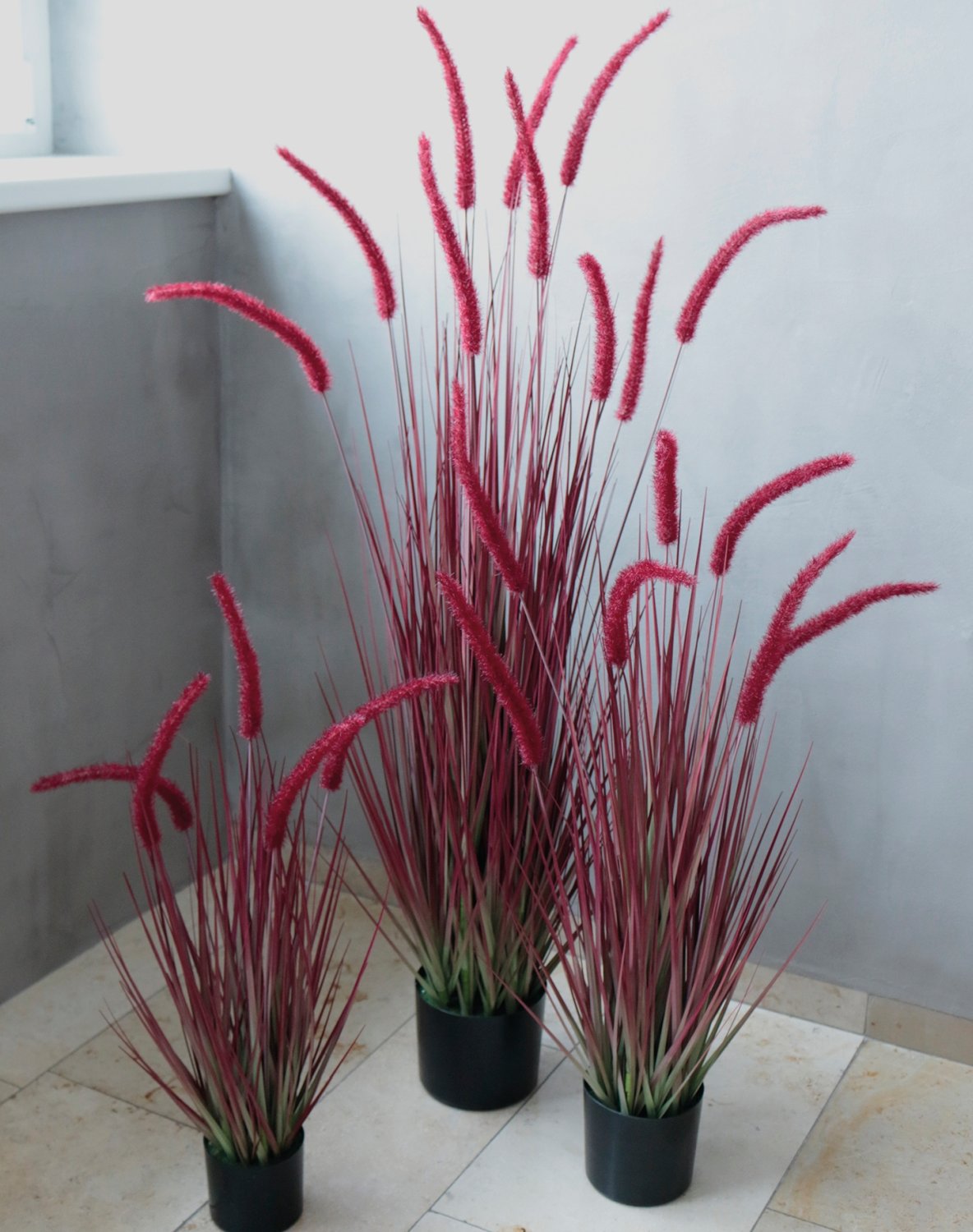 4868 498 a3 Искусственный пучок травы 'Chinese fountain grass' в горшке, 90 см, бордово-зеленый H-andreas  - Вид №1