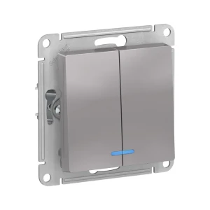 91586274 Выключатель встраиваемый Systeme electric AtlasDesign 246988 2 клавиши с подсветкой цвет алюминий STLM-1481899