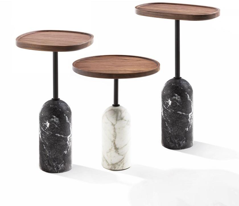 Porada Овальный журнальный столик из мрамора и столешница из ореха каналетта Twenty sun-id-1429439 - Вид №2