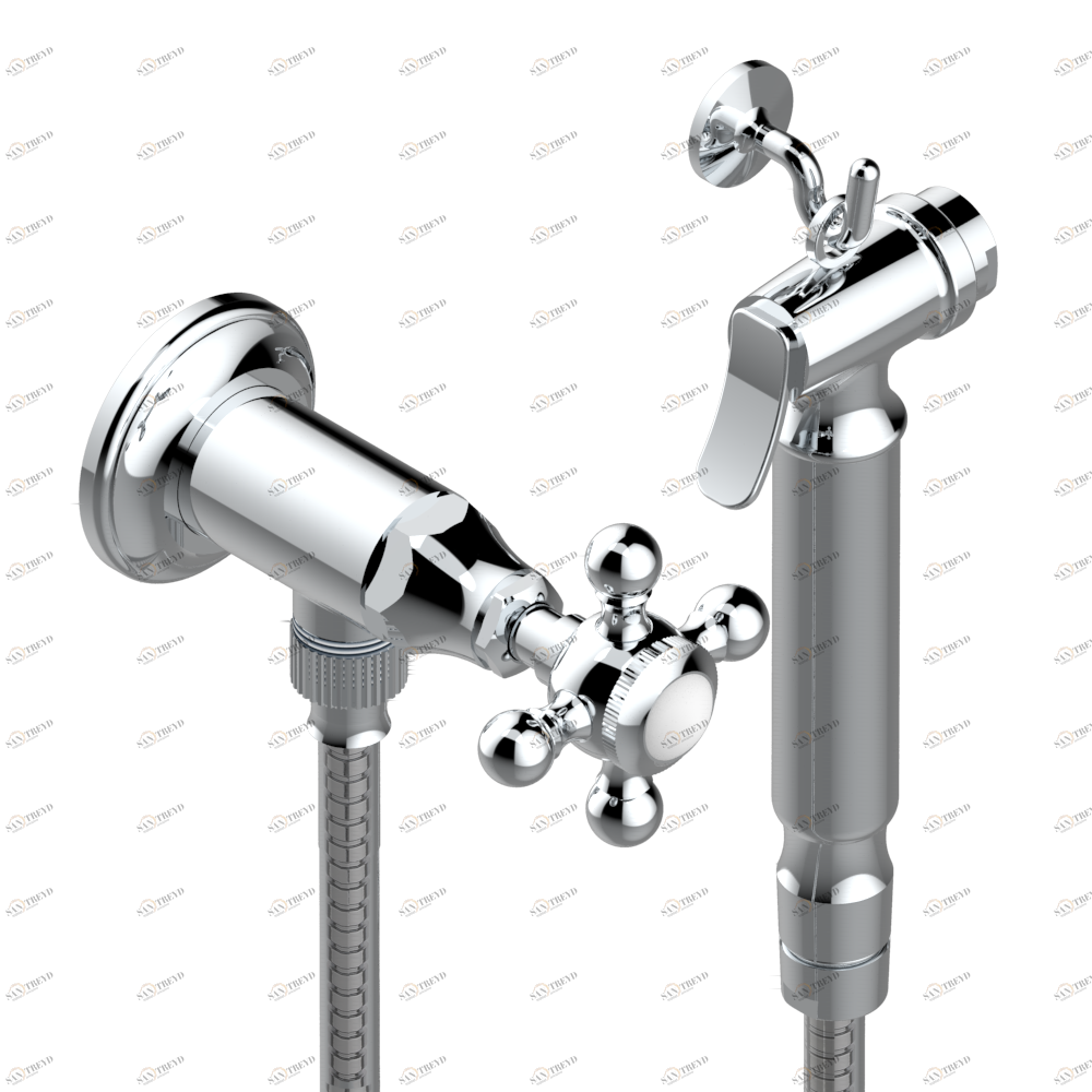A52-5840/8 Душ гигиенический: вентиль, 1.25 м шланг, крючок, вывод для душа и лейка с клапаном (возможны только следующие покрытия A02, B01,C01, D03, E02, F01, G01,G02) Thg-paris Broadway Хром A52 5840/8 A02 CAT.A