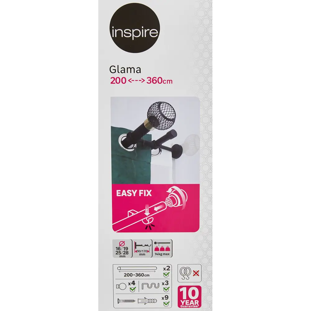 INSPIRE Glama — двухрядный карниз для штор 200-360 см черный 84407315 STLM-0049484 - Вид №3