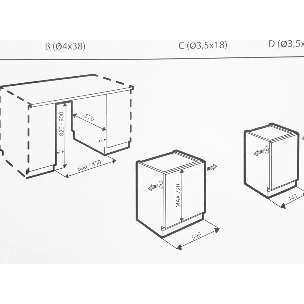 Посудомоечная машина встраиваемая INDESIT DSIC 3M19 44.8x82 см глубина 55.5 см STLM-2198928 - Вид №3
