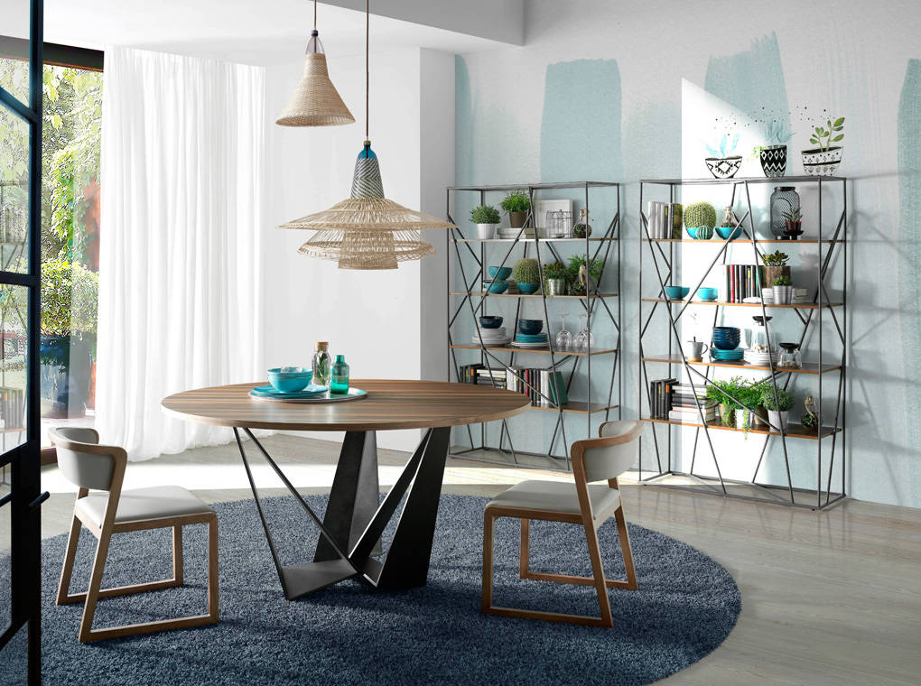 063573 Круглый обеденный стол из ореха и черной стали -NOGAL Ø150 Angel Cerda CT2061R  - Вид №2