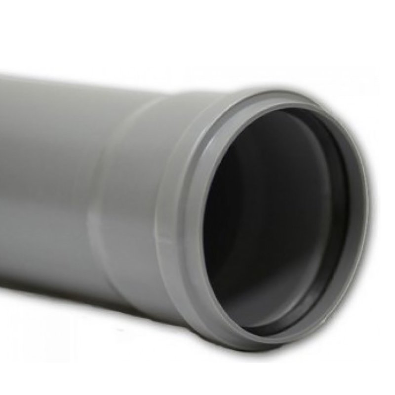 Канализационная труба 110 х 750 Sinikon с раструбом (серая) 500087 - Вид №1