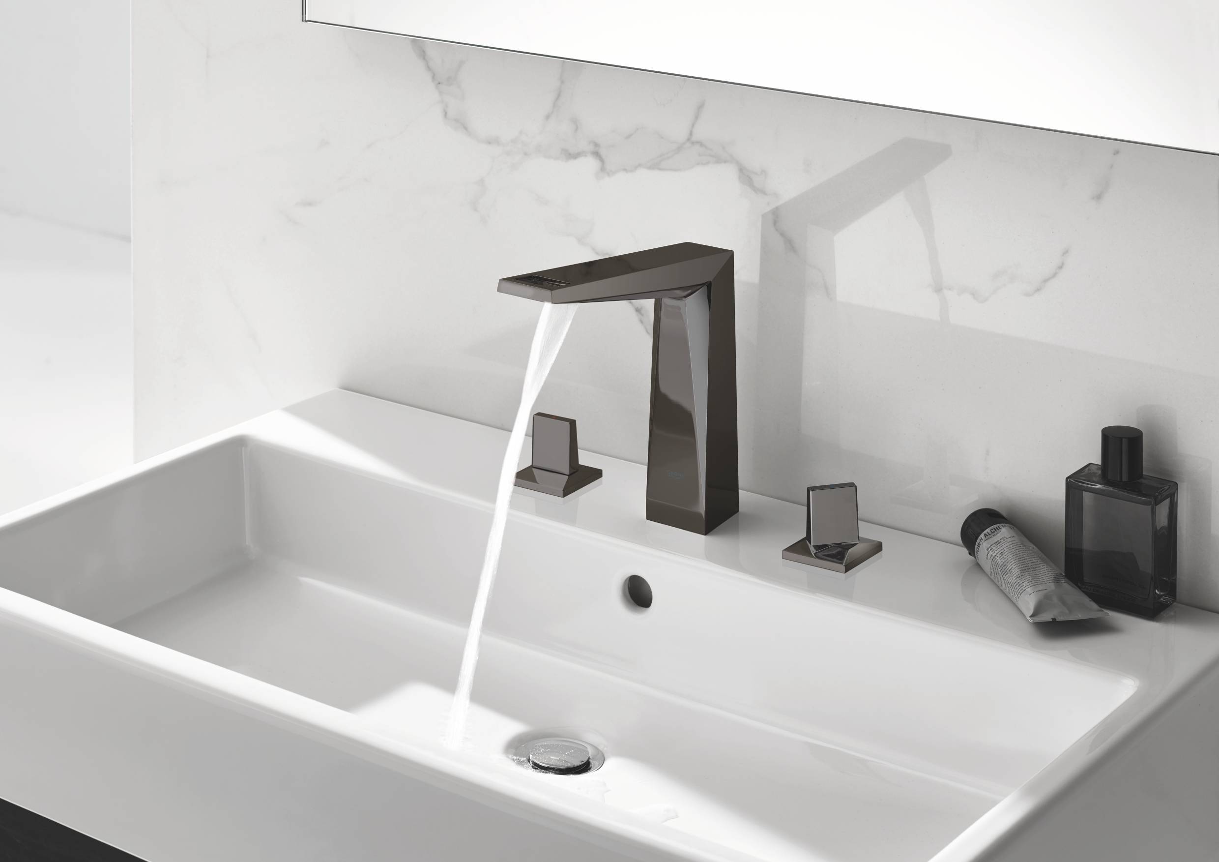 Смеситель для раковины GROHE Allure Brilliant на 3 отверстия, высокий излив, темный графит глянец (20344A00) - Вид №4