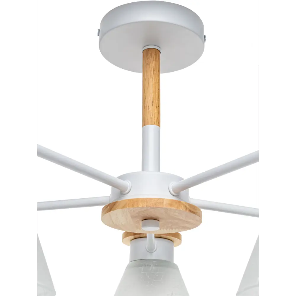 Люстра на штанге Kles, 5 ламп, 15 м², цвет белый/дерево LAMPLANDIA STLM-2071881 - Вид №5