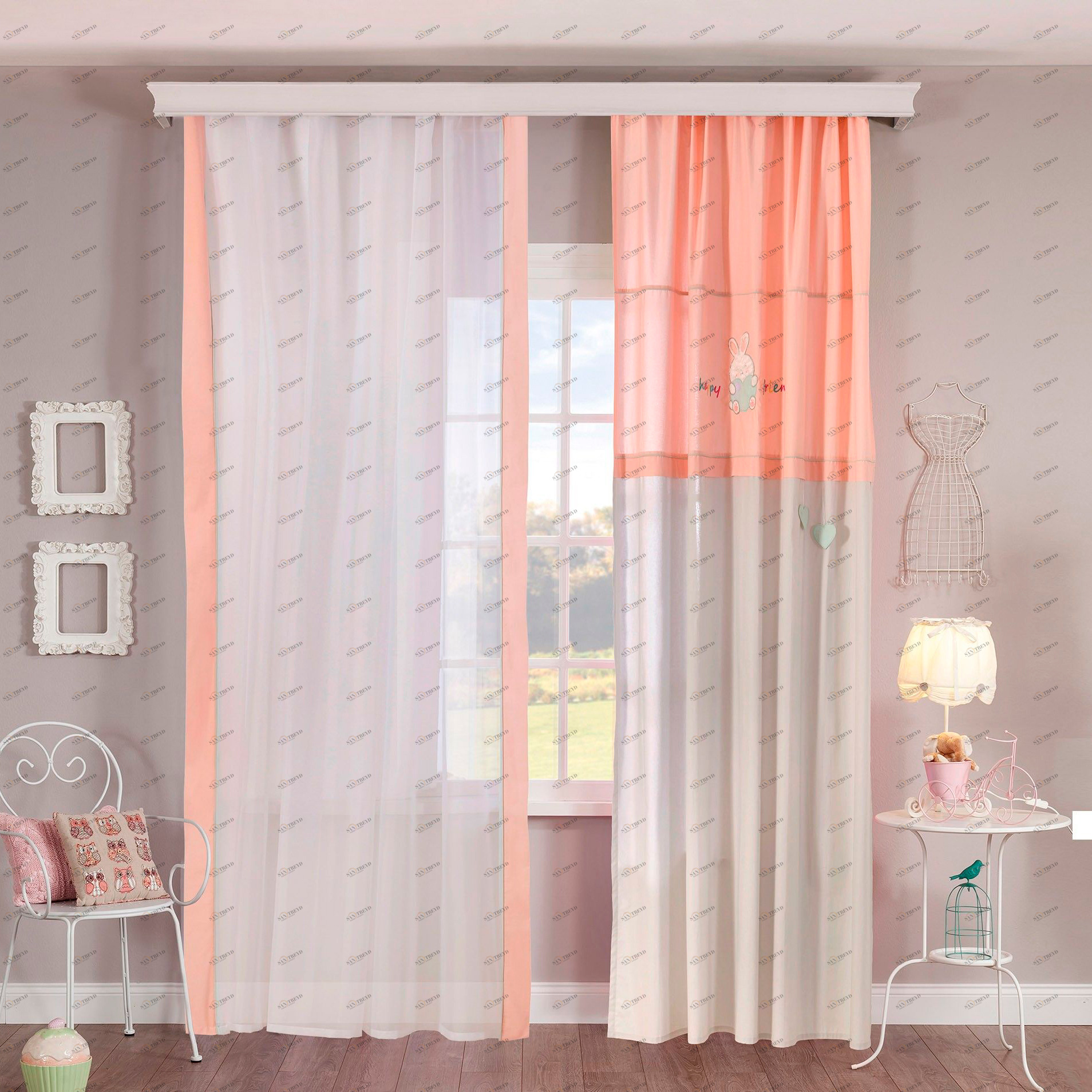 Штора детская розовая 140х260 см Baby Girl, 1 полотно CILEK BABY GIRL 00-3832639 Розовый Santreyd 