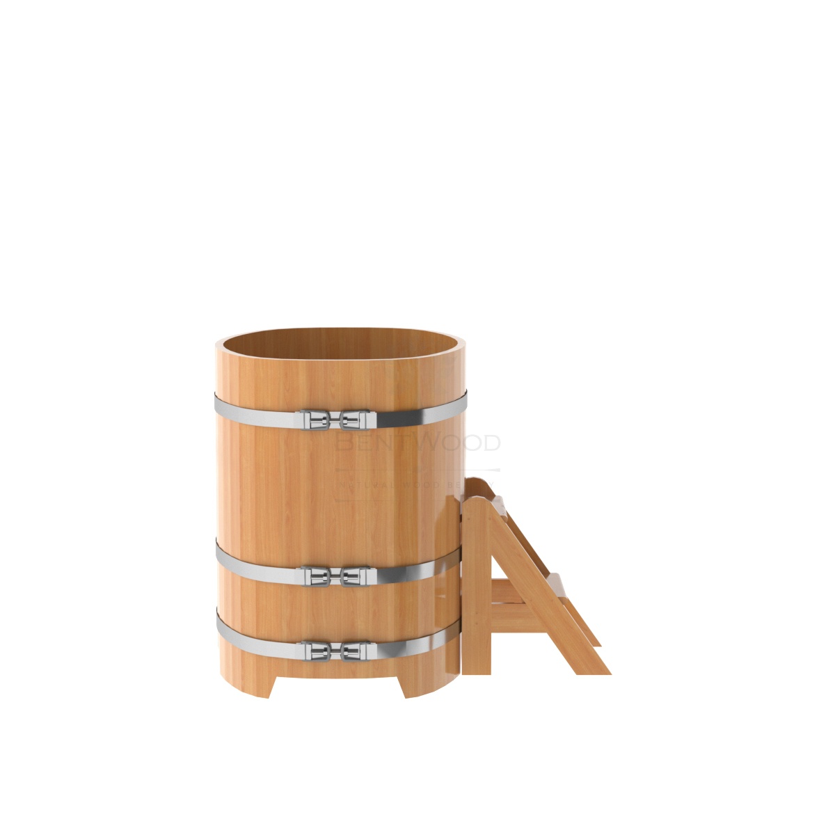 1142 Купель овальная из лиственницы 0,76х1,16х1,0 натуральная премиум Alyarus  - Вид №2