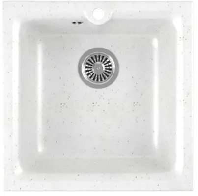 90379287 Врезная мойка Greenstone 41.50x41.50x20 см литьевой мрамор цвет белый GRS-42-331 STLM-0873331