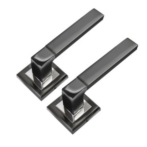 90684513 Ручка дверная AL-68-GR/CP серый графит хром КВАДРО STLM-0337302 ЧИБИС