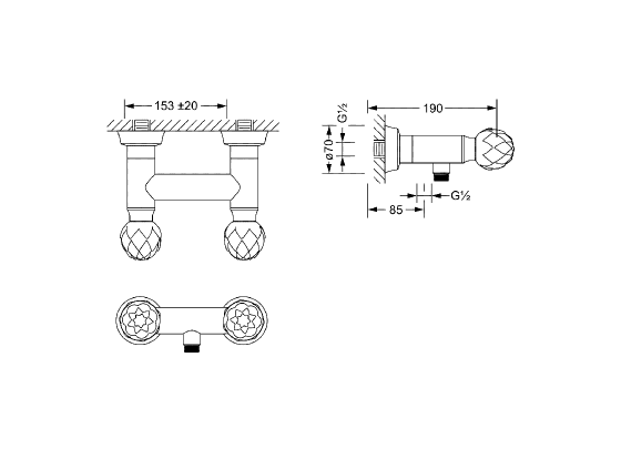 Смеситель для душа ½" настенный JOERGER Belledorновинка 631.20.200.000-AA - Вид №1