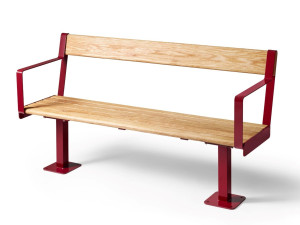 Стальная и деревянная скамья со спинкой