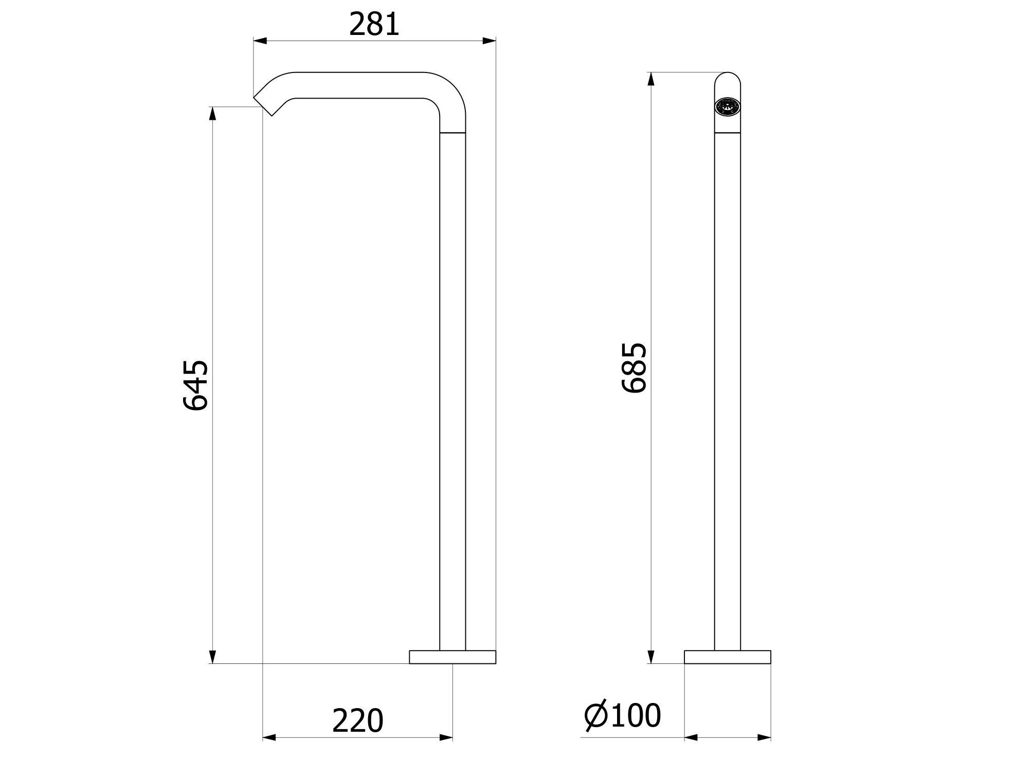 Стальная напольная дозирующая горловина для ванны IB Тотем ARCH-00124700 - Вид №2