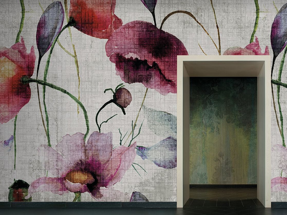 Виниловые или стекловолоконные обои N.O.W. Edizioni WATERCOLOR / POPPIES ARCH-00037038 - Вид №1