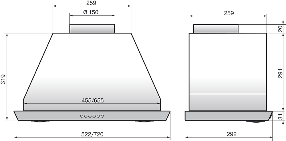 1183412 Вытяжка полновстраиваемая ELIKOR Врезной блок S4 52Н-700-Э4Д серебристый STDN-0094826 - Вид №9