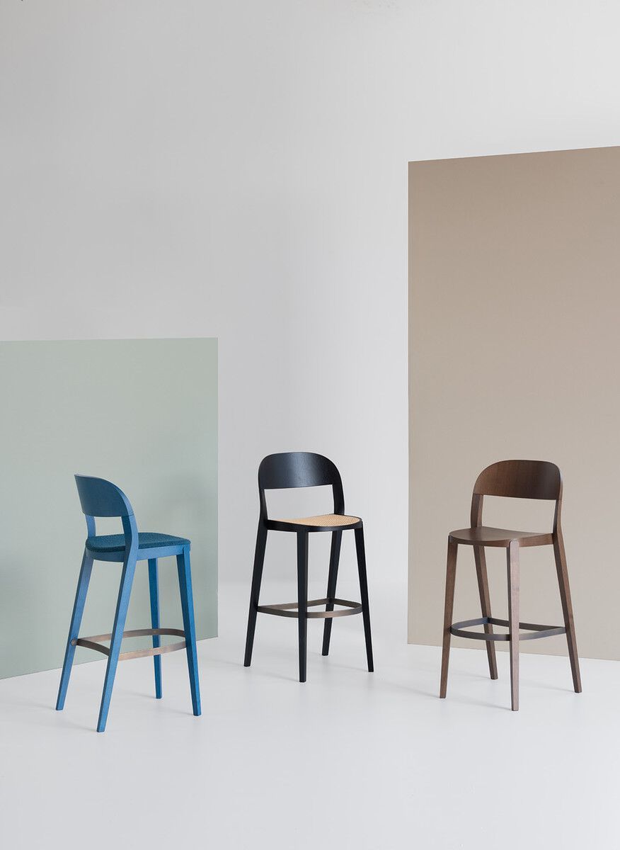 Высокий стул из ясеня с мягким сиденьем Potocco минимальная ARCH-00003855 - Вид №3