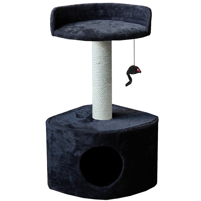 ПР0050045 Когтеточка для кошек Домик с лежанкой и мышкой 40х40х60см черный Foxie 