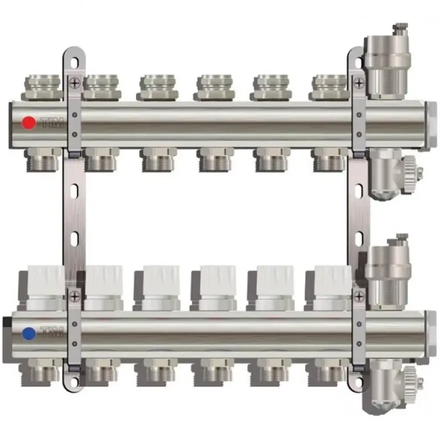 90780434 Коллекторная группа Tim&Zeissler KB006 1" ВР 6 отводов 3/4" латунь STLM-0805410