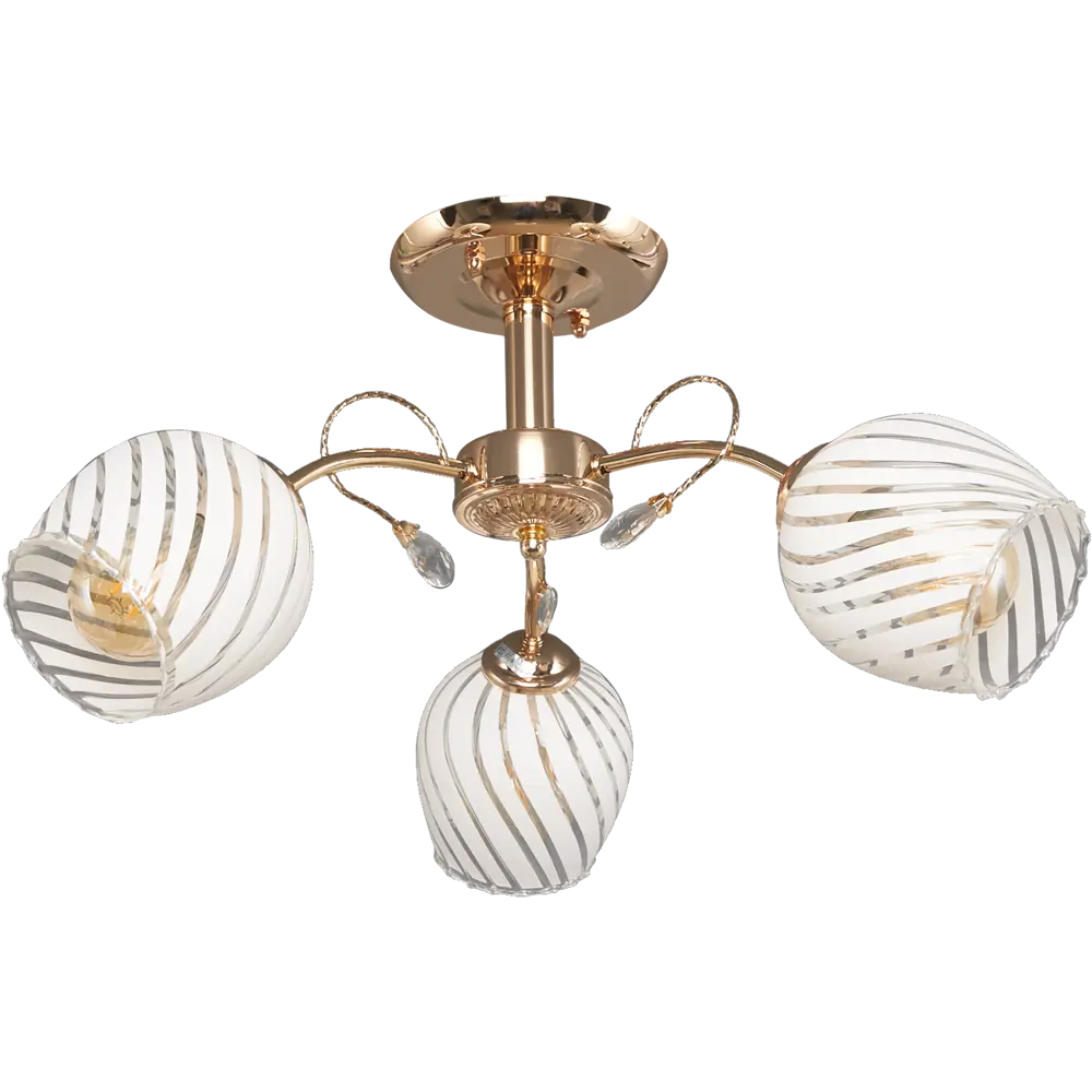 Люстра потолочная «Арабеска» КС30068/3С, 3 лампы, 9 м², цвет белый/золотой КЛЮЧНИК STLM-2064835