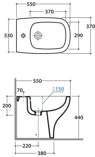 Ge009.bi / ge010.bi Биде напольное Genesis Ceramica Globo - Вид №3