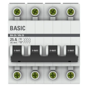 91211750 Выключатель нагрузки Ekf Basic ВН-29 4P 25 А 2 кА SL29-4-25-bas STLM-1409024