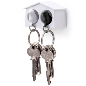 90192251 Держатель для ключей Qualy QL10185-WH-WH-BK двойной Mini Sparrow белый-черный STLM-1388653