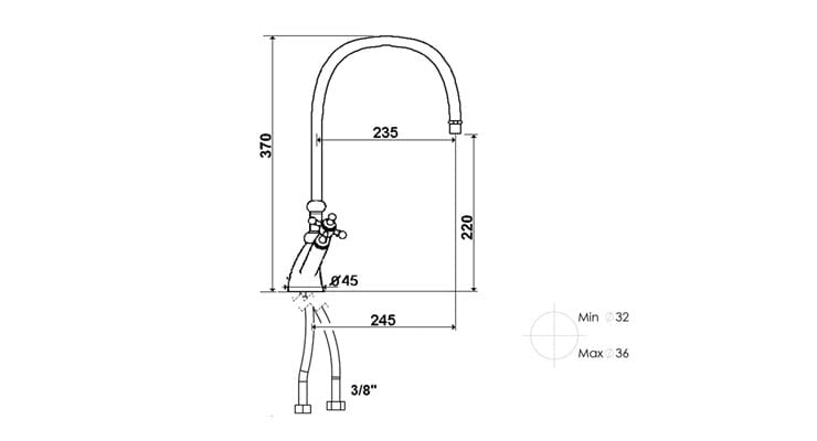 Смеситель для кухни с одним отверстием rvb 1920-1921 ARCH-00000915 - Вид №1