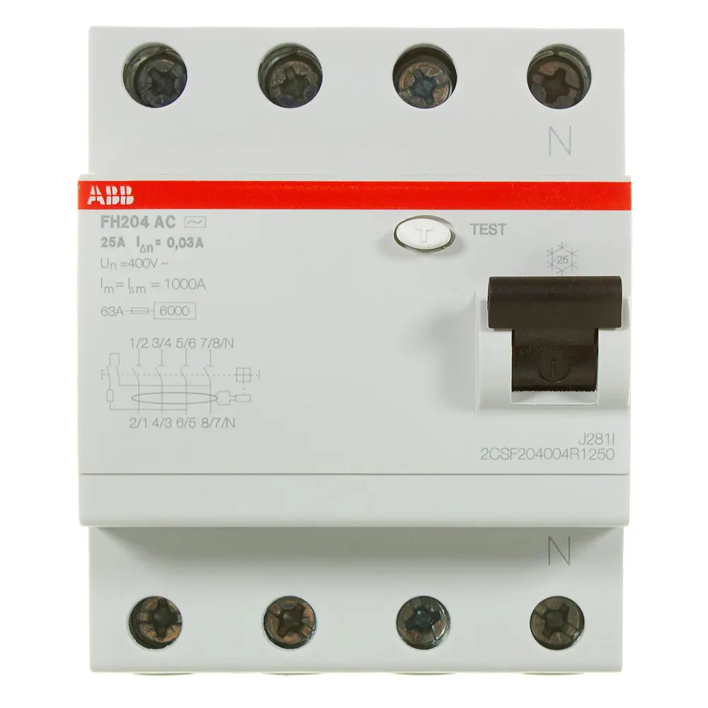 ҚАҚ ABB FH204 3P N 25 А 30 мА 10 кА АС 2CSF204004R1250 10065633 STLM-2164465  - Вид №1