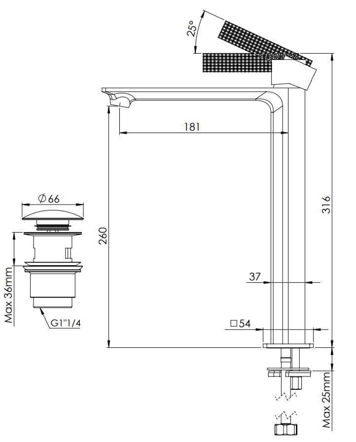 Смеситель для раковины с высоким верхом Daniel Rubinetterie Club ARCH-00015570 - Вид №1