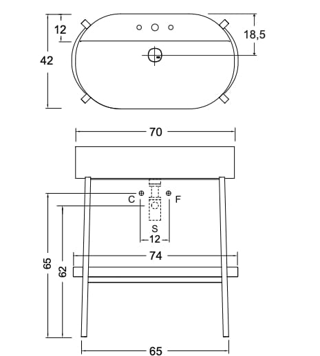 Керамическая овальная консольная раковина Nic консольный стол ARCH-00001921 - Вид №4