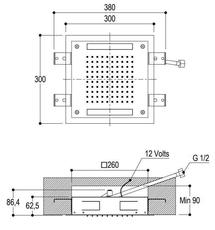 Потолочная душевая головка из нержавеющей стали с хромотерапией Ritmonio 75IP05 ARCH-00075109 - Вид №1