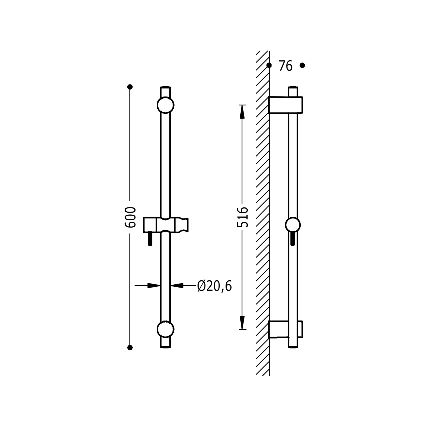 Раздвижная душевая планка-161835 TRES Showers - Вид №1