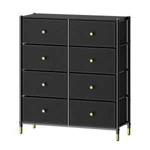 91231473 Комод Estares Commod classic 4f-8d-black/gold-89x30x99 8 ящиков 88.5x30x98.7 см МДФ цвет черный STLM-1374168