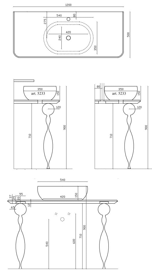 Стеклянная консоль для умывальника Galassia MIDAS ARCH-00023163 - Вид №2