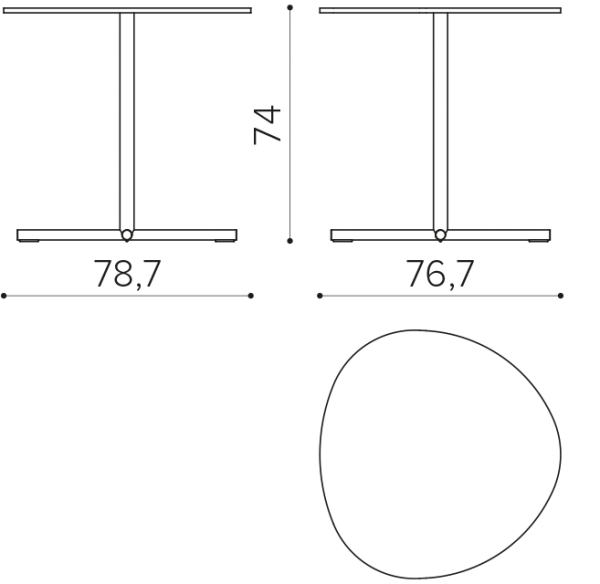 NT T0HT Table 78,7 W x 76,7 D x 74 H True Design Notable - Вид №1