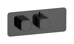Комплект термостатической пластины и ручек Corallo, односторонняя горизонтальная прямоугольная пластина WE ARE IB eua126cfneo_2 Black Chrome Aqua