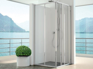 Алюминиевая и стеклянная угловая душевая кабина с раздвижной дверью