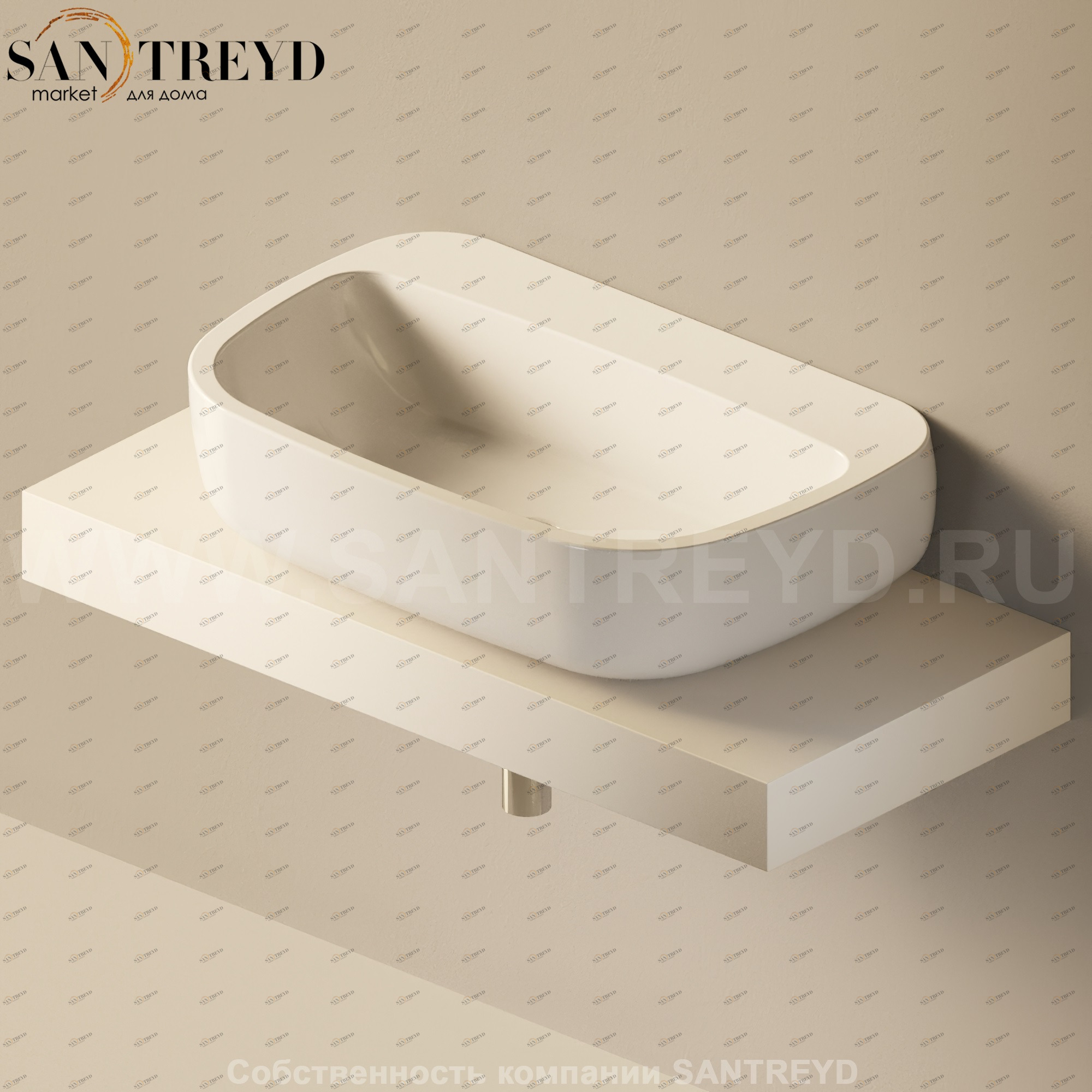 Flaminia FORTY6 Столешница от 100 до 250 см бежевая F6MN74.9003 Ceramica Flaminia F6MN749003