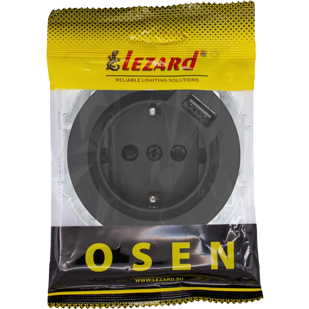 Розетка USB встраиваемая Osen с заземлением цвет черный 89424744 STLM-2093584 LEZARD - Вид №6