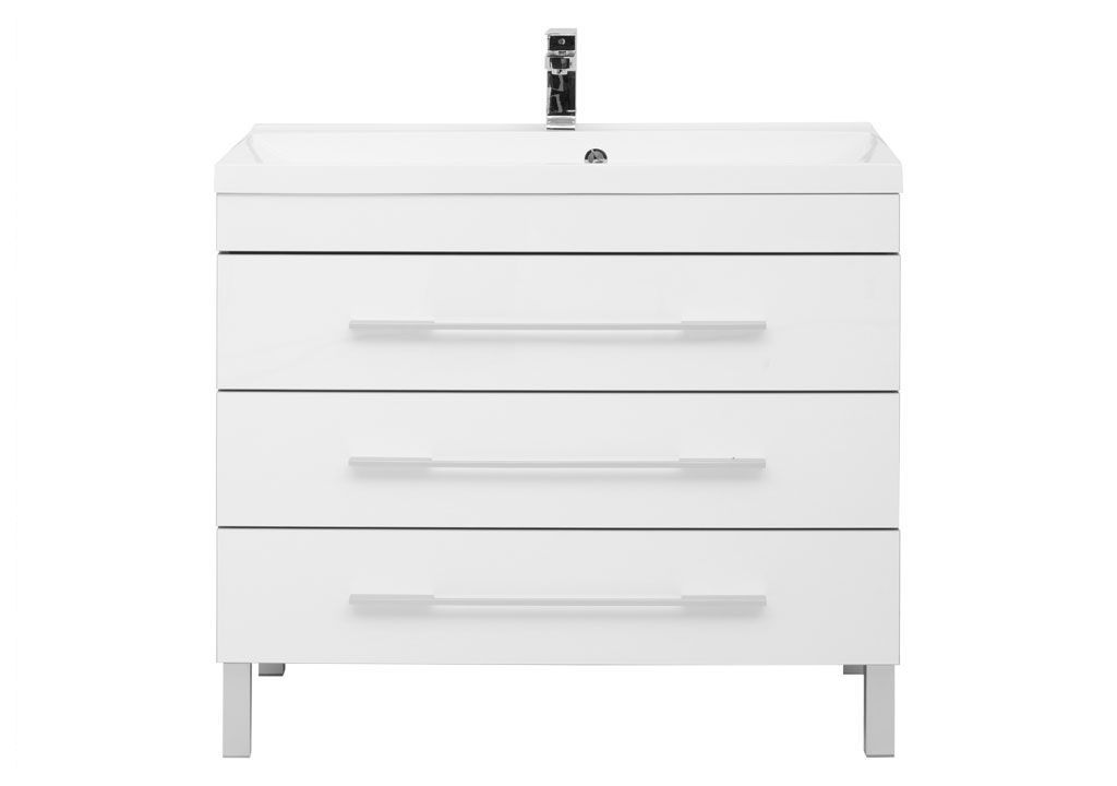 Тумба с раковиной Aquanet Верона NEW 100 белый (напольная 3 ящика) 0017847100204096 - Вид №2