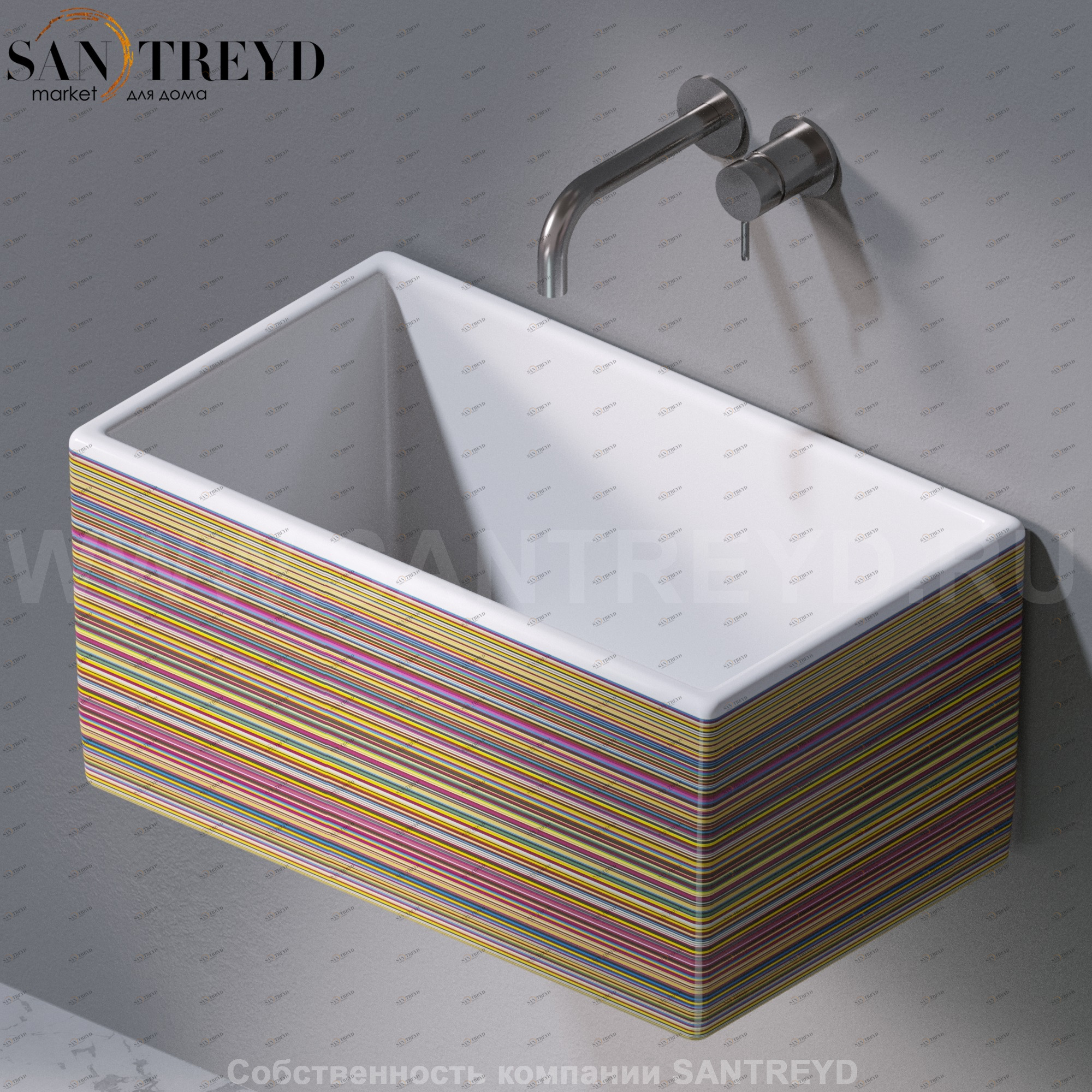 L112430 Подвесная раковина настенная прямоугольная A. e T. Italia Tower белая AeT ITALIA