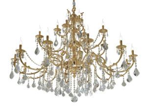 Французская золотая люстра с кристаллами Schoeler