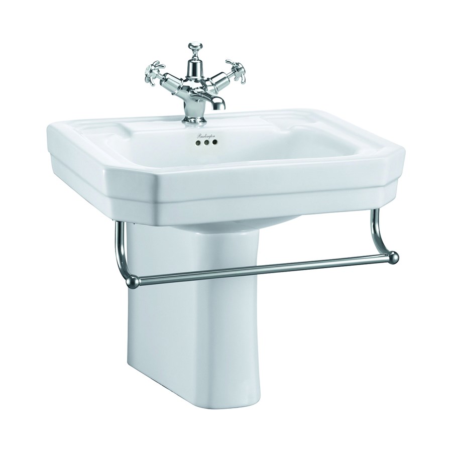 Burlington Victorian Раковина 61 см в викторианском стиле и полупьедестал с 2-мя отверстиями под смеситель B3 2TH P8  - Вид №1