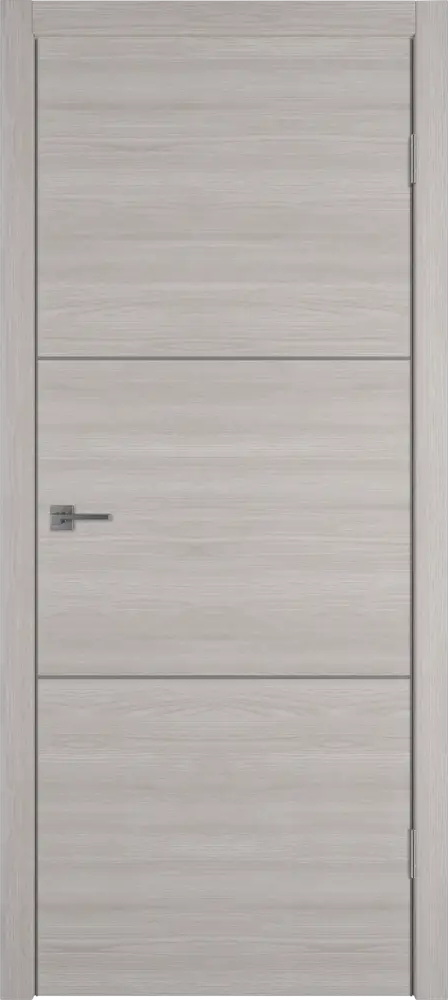89168432 Дверь межкомнатная глухая Канзас 2 70x200 см ПВХ цвет дуб европейский серый с замком и петлями STLM-0901872