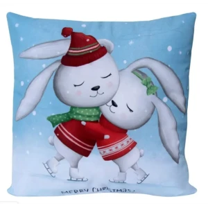 91472008 Декоративная подушка Славянский текстиль New Year 5010918/bunnies, 38x38 см цвет голубой, серый STLM-1056173