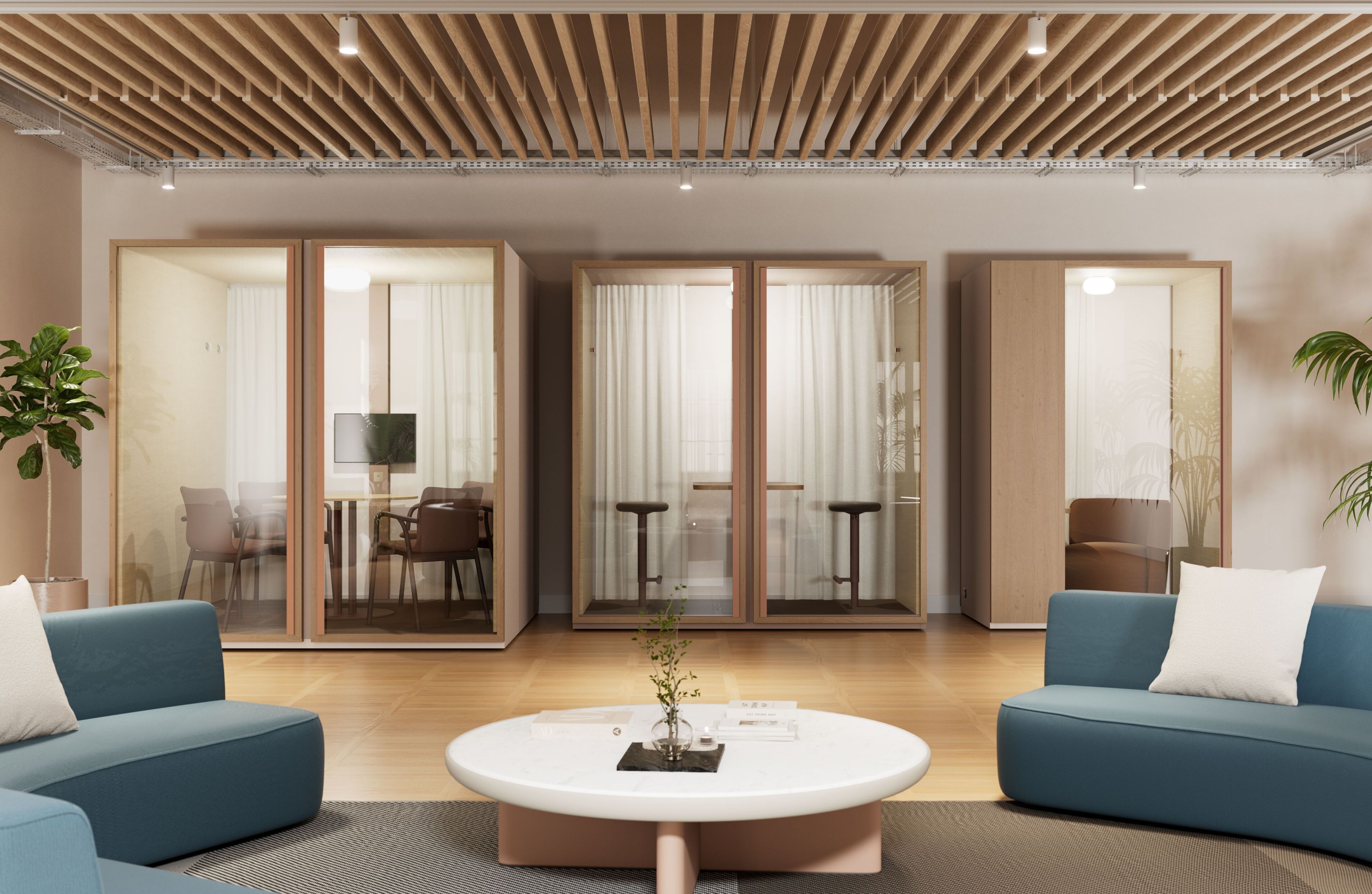 Одноместная акустическая офисная кабина со встроенным освещением Kettal Kall ARCH-00129543 - Вид №1